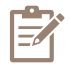 Icon of a clipboard and pencil