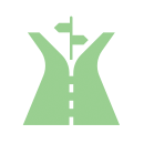 Icon of a forked road with signposts