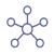 Icon of 5 circles connected to and radiating out from a central circle