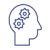 Icon of a person's head with two cogs inside