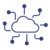 Icon of a cloud with several lines radiating out from it resembling a computer chip